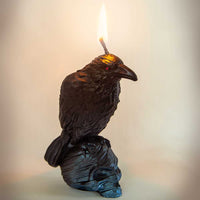 Intention/Ritual Candle - Raven on Skull Black