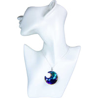 Gemstone Crescent Moon Pendant - Rainbow Aura Agate (Each)