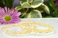 6 Pcs Natural Citrine 6mm 7.5” Crystal Stretch Bracelets