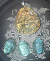 Labradorite Buddha Head SS Pendant