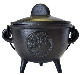 Tree of Life Cast Iron Cauldron w/ Lid