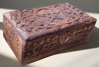 Medium Carved Floral Wooden Box with Statement Carving