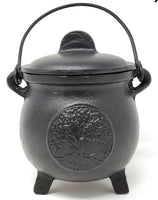 Tree of Life Cast Iron Cauldron w/ Lid L