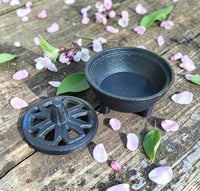 Cast Iron Resin/Incense Burner w/ Jali Design Lid