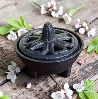 Cast Iron Resin/Incense Burner w/ Jali Design Lid