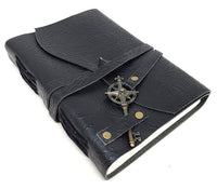 Black Soft Leather Floral Print w/ Compass Key Journal