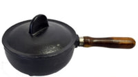 Cast Iron Cauldron Pot w/Wooden Handle