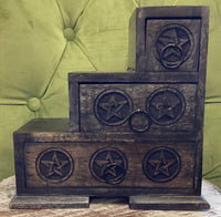 Pentagram 3 Tier/Step Drawer Wooden Chest