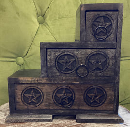 Pentagram 3 Tier/Step Drawer Wooden Chest