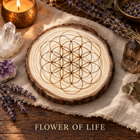 Wood Burned Crystal Grid/Coaster