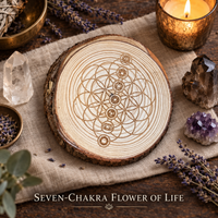 Wood Burned Crystal Grid/Coaster