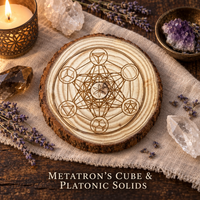 Wood Burned Crystal Grid/Coaster