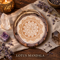 Wood Burned Crystal Grid/Coaster