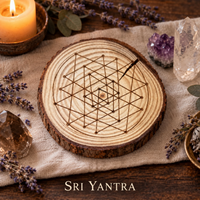Wood Burned Crystal Grid/Coaster