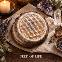 Wood Burned Crystal Grid/Coaster