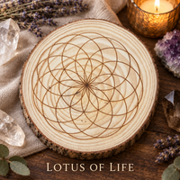 Wood Burned Crystal Grid/Coaster
