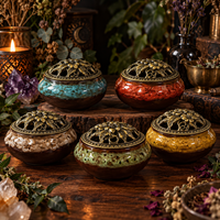 Ceramic Burner Bowl w/ Floral Lid