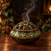 Ceramic Burner Bowl w/ Floral Lid