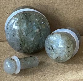 PAIR Labradorite Natural Stone Single Flare Plugs Organic Gauges