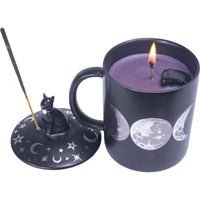 3 in 1 Ceramic Mug Candle & Incense - Moon Phases Design