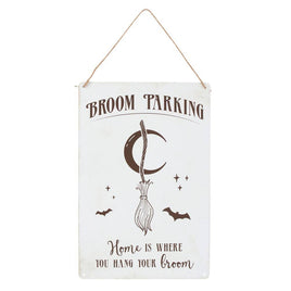 15311 Broom Parking Metal Hanging Sign Halloween Decor C/48