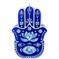 Fatima Hand Intention Candle - Blue & White