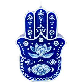 Fatima Hand Intention Candle - Blue & White