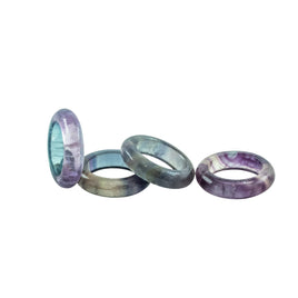 Fluorite Gemstone Band Ring Assorted Sizes Lot of 10 Pcs