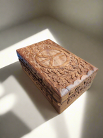 Large Carved Floral Wooden Box with Statement Carving