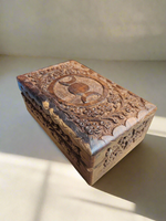 Large Carved Floral Wooden Box with Statement Carving