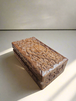 Medium Carved Floral Wooden Box with Statement Carving