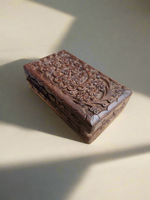 Medium Carved Floral Wooden Box with Statement Carving