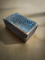 Wooden Handicraft Storage Box ~ Blue
