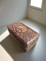 Medium Carved Floral Wooden Box with Statement Carving