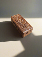 Small Carved Floral Wooden Box with Statement Carving