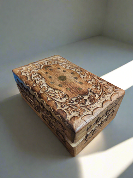 Large Carved Floral Wooden Box with Statement Carving