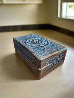 Wooden Handicraft Storage Box ~ Blue