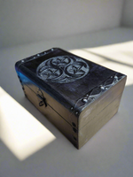 Black Triple Moon with Pentacle Wooden Box