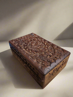 Large Carved Floral Wooden Box with Statement Carving
