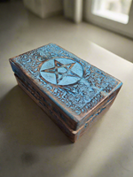 Wooden Handicraft Storage Box ~ Blue