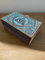 Wooden Handicraft Storage Box ~ Blue