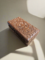 Medium Carved Floral Wooden Box with Statement Carving