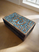 Wooden Handicraft Storage Box ~ Blue