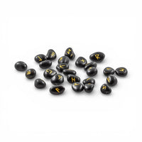 Black Agate Gemstone Rune Sets With Velvet Bag