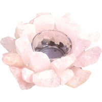 Gemstone T-Light Holder Cluster Points - Rose Quartz