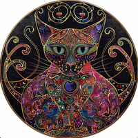 Mystical Cat Art Tambourine and Ribbon Wall Hanging, Bodhi Pets