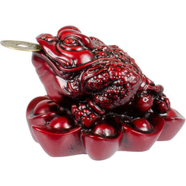 Polyresin Feng Shui Figurine Money Toad - Red