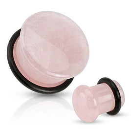 Stone Plugs Single Flare Rose Quartz - by the pair