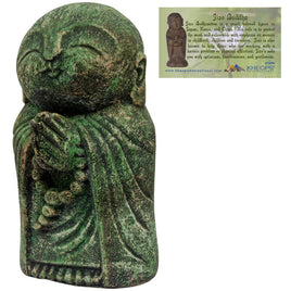 Volcanic Stone Statue - Praying Jizo Buddah - Green (Each)