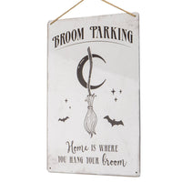 15311 Broom Parking Metal Hanging Sign Halloween Decor C/48